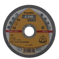 Disc de debitare Kronenflex A346 Extra pentru inox si otel, 125X1.6X22.23 mm, KLINGSPOR A346125