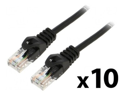 Patch cord U/UTP 6 litat CCA PVC negru 0,25m 26AWG foto