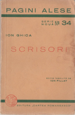 Ion Ghica - Scrisori (editie Ion Pillat) foto