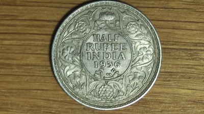 India Britanica -moneda de colectie argint 917- 1/2 half rupee 1936 &amp;bull; Bombay - George V - bijuterie ! foto