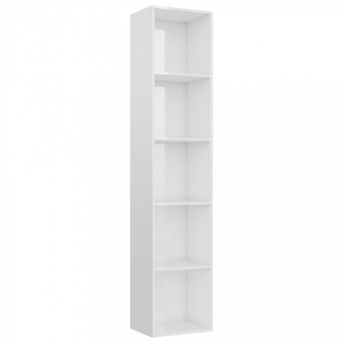 Bibliotecă, alb extralucios, 40x30x189 cm, PAL