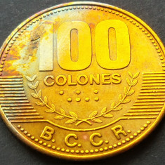 Moneda exotica 100 COLONES - COSTA RICA, anul 2007 *cod 35 - patina curcubeu