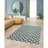 Covor Premium Belgian Model Monaco 23525-350, Marime 123 x 170 cm, Albastru, Antialergic, Polipropilena, Living, Dormitor, Sufragerie, Birou