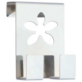 Cuier mobila cu 2 agatatoare, inox, cromat, pentru baie, dormitor, hol, prindere pe usa, 494.80.22