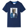 Tricou pentru copii cu m&acirc;neci scurte, albastru &icirc;nchis, 140, vidaXL