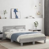 Cumpara ieftin Cadru de pat cu tăblie și LED, gri sonoma, 120x190 cm