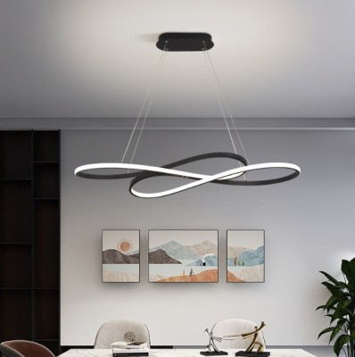 Lustra Ring Irregular cu telecomanda, diametru 45 cm, LED, 40W, Negru, 230V, buz foto