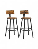 Set 2 scaune bar Vasagle, 73 cm, LBC026B01V1, Maro Rustic