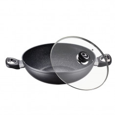 Tigaie wok Imperial din aluminiu, cu strat marmura ?i capac din sticla termorezistenta, 30 cm, Peterhof foto