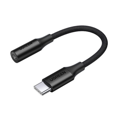 Adaptor Pentru Căști Ugreen Cu Mini Mufă De 3,5 Mm La USB Tip C 10 Cm Negru (AV161 50631) foto