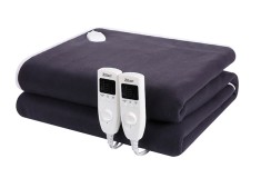 Patura ZLN-4120, Bleumarin cu incalzire electrica Soft Polar Fleece, Negru Pentru doua persoane 160X140 cm, 2x60 W, Temporizator 1-10 ore, ZILAN