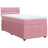 Cumpara ieftin Pat box spring cu saltea, roz, 90x200 cm, catifea