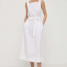 Max Mara Leisure rochie din bumbac culoarea alb, midi, evazați 2416220000000