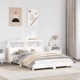 VidaXL Cadru de pat fără saltea, alb, 140x190 cm, lemn masiv de pin 3306433
