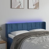 VidaXL Tăblie de pat cu LED, albastru &icirc;nchis, 147x16x78/88 cm, catifea