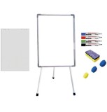 Flipchart magnetic, 70x100 cm Premium, inaltime ajustabila + accesorii: hartie flipchart, markere, burete, magneti