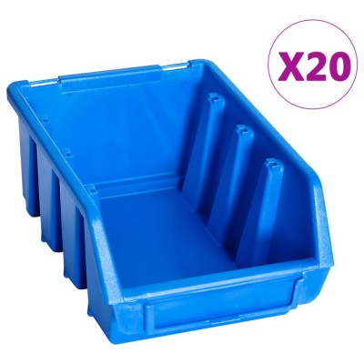 Cutii de depozitare stivuibile, 20 buc., albastru, plastic foto