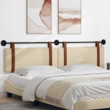 vidaXL Tăblie de pat suspendată Cu lumină LED Crem PU antic 3424051