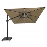 Umbrela de soare 3x3m pentru terasa si gradina, aluminiu, pliabila, culoare kaki, include suport granit