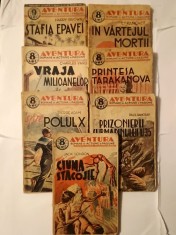 7 vol. col. Aventura 7, 12, 13, 16, 28, 39: Jack London - Ciuma stacojie; Paul Dancray - Prizonierii Submarinului U-35 ș.a.