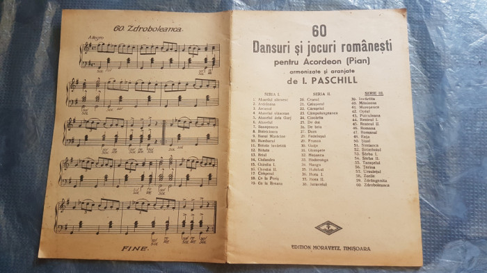 D942- Brosura 20 Dansuri-Jocuri romanesti-Moravets-editie veche interbelica.