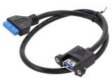 Cablu USB 3.0 A soclu 0,5m DELOCK - Conector 19pin Negru