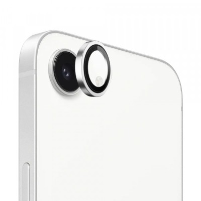 Folie de protectie Camera Spate Blueo Metal Frame pentru Apple iPhone 16e, Sticla Securizata, Argintie foto