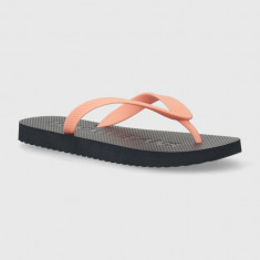 Tommy Jeans slapi TJW LOGO FLIP FLOP femei, culoarea portocaliu, cu toc plat, EN0EN02447