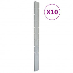vidaXL Stâlpi de gard de grădină 10 buc. argintiu 220 cm oțel