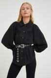 Levi&#039;s camasa femei, culoarea negru, cu guler clasic, regular