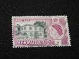 Timbru Bermuda 1958 &ndash; W.B. Perot's Post Office, Regina Elisabeta II, 6d, ștampilat -A62
