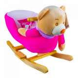 Balansoar pentru bebelusi, Ursulet, lemn + plus, roz, 60x34x45 cm, China
