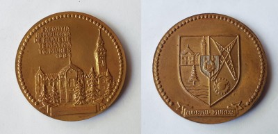 Tg.Mures - Judetul Mures EXPOZITIA FILATELICA - placheta RSR - Medalie anul 1981 foto