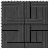 VidaXL Plăci de pardoseală 11 buc, negru, 30 x 30 cm, WPC, 1 mp