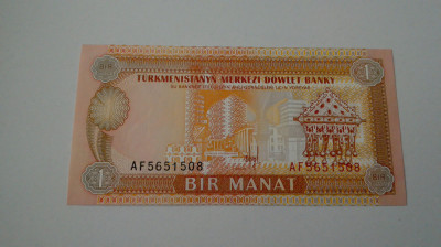 BANCNOTA TURKMENISTAN 1MANAT ,ND,1993,UNC foto