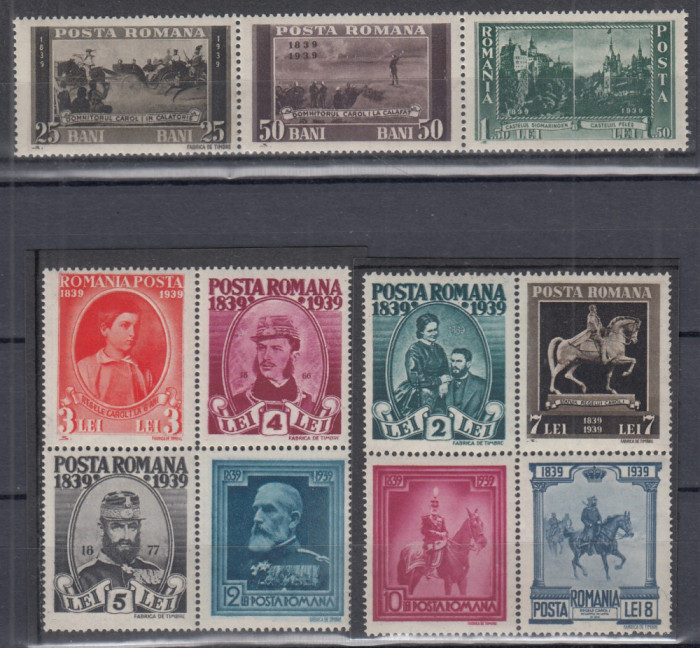 ROMANIA 1939 LP 133 CENTENARUL NASTERII REGELUI CAROL I STARE MNH