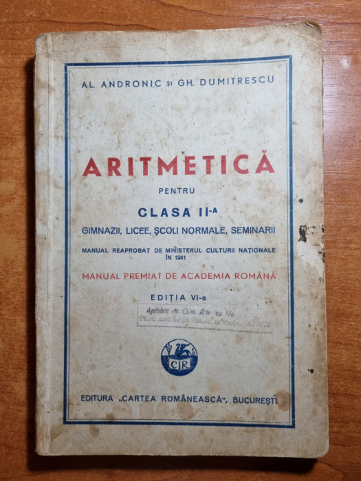 manual de aritmetica pentru clasa a 6- a - din anul 1941