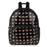 Rucsac Dama, Model Inimi, Culoare Negru/Bej, Dimensiuni 27x12x32.5cm, Compartiment Principal, Curele Reglabile, Oem