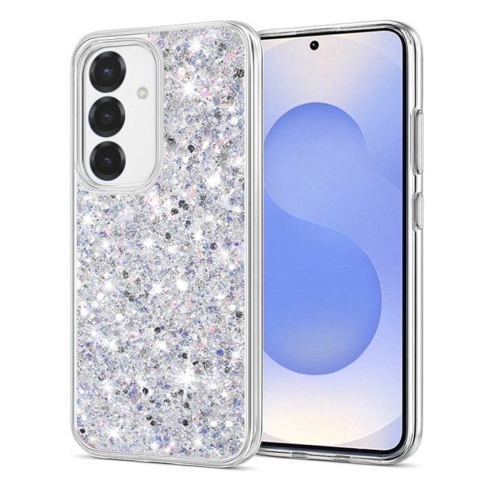 Husa Samsung Galaxy S25 Techsuit Sparkly Glitter alb