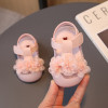 Sandale roz cu floricele din organza (Marime Disponibila: Marimea 24)