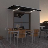 vidaXL Copertină automată cu senzor v&acirc;nt &amp; LED, antracit, 350x250 cm 3068894