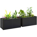 Outsunny Set de 2 Straturi &Icirc;nălțate Galvanizate pentru Grădină cu Parte Inferioară Deschisă, 120x60x60 cm, Gri &Icirc;nchis | Aosom Romania