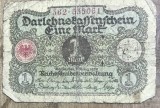 BNKSTR03DE Bancnotă Veche Germania 1 Mark 1920 (Darlehnskassenschein), Perioada Interbelică, Republica Weimar, Numismatică
