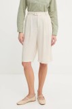 Answear Lab pantaloni scurti din in culoarea bej, neted, high waist