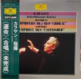 Vinil 2XLP # "Japan Press" Herbert von Karajan &lrm;&ndash; Beethoven Symphonies No.5 No.9 "Choral" Schubert No.8 "Unfinished" (VG++)