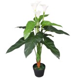 Cumpara ieftin Floare de cala crin artificiala cu ghiveci, 85 cm, alb