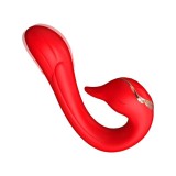 Vibrator dublu INTOYOU Swana, pentru clitoris și punctul G, 10 funcții de simulare sex oral, 10 funcții de vibrație, roșu