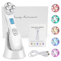 Aparat pentru tratament facial, Profesional, EMS, CRISTALIS SALE&trade; Microcurenti si Terapie LED, Anti-Rid, Lifting, Tonifiere si Rejuvenare a Tenului