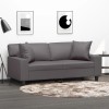VidaXL Canapea cu 2 locuri cu pernuțe, gri, 140 cm, piele ecologică