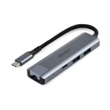 Hub Lindy USB3.2 Gigabit Ethernet, gri